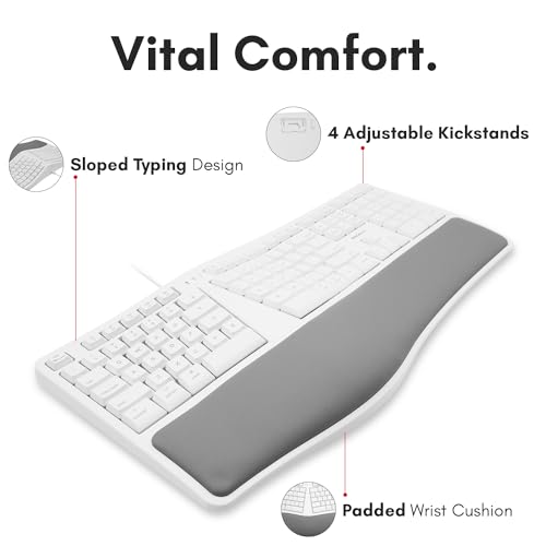 Macally Wired Ergonomic Split Keyboard - Mac Compatible, Numeric Keypad - Ergo Keyboard for MacBook Pro/Air iMac