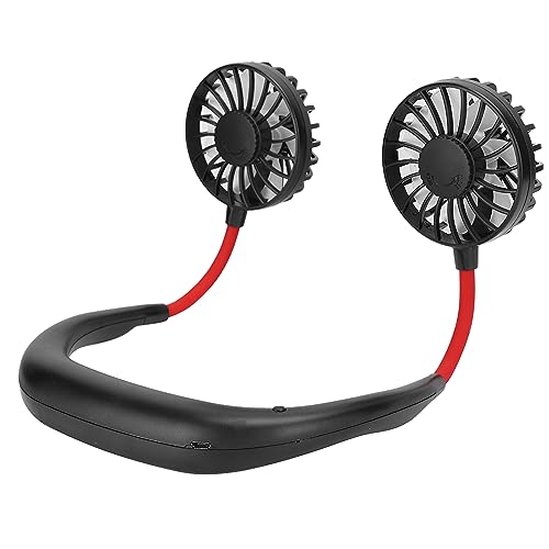 Ventilador de cuello, ventilador deportivo de cuello recargable USB para colgar portátil, ventilador de cuello portátil ajustable de 3 velocidades, silencioso y sin ruido, para correr, oficina(Negro)