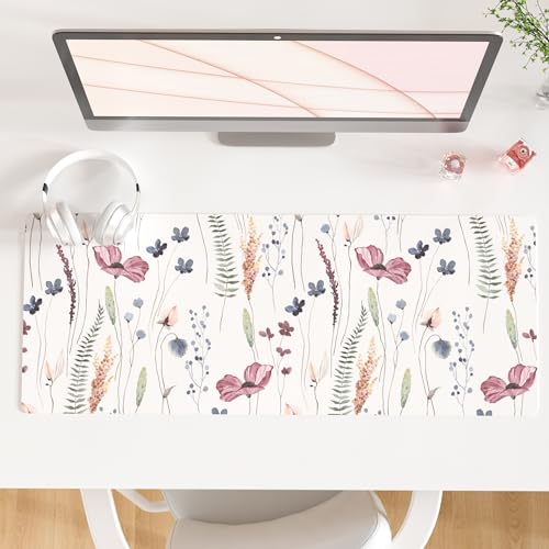 Grand tapis de bureau à motif floral mignon QiyI pour décorer votre studio