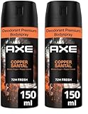 Axe Desodorante Aerosol 72h Copper Santal para Hombre Fragancia Azúcar Moreno y Pimienta 150ml (Paquete de 2)