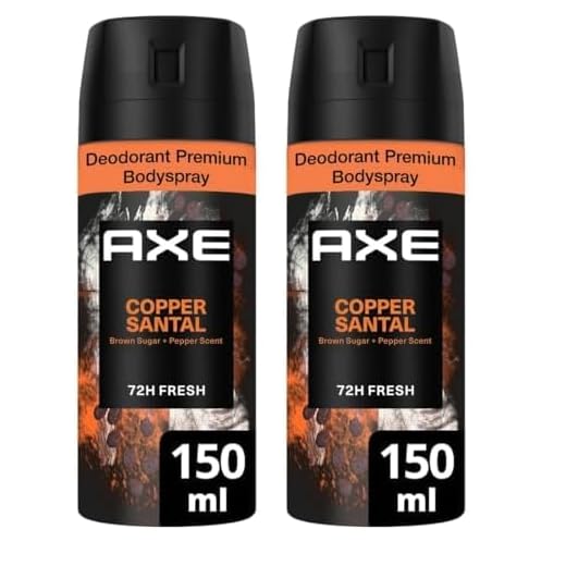 Axe Desodorante Aerosol 72h Copper Santal para Hombre Fragancia Azúcar Moreno y Pimienta 150ml (Paquete de 2)
