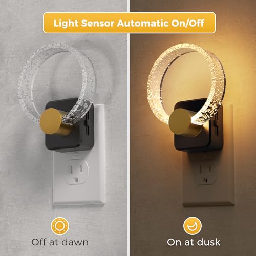 Image of L LOHAS LED Night Lights Plug into Wall, Plug in Night Light with Light Sensor, 3000K Soft White, 0-100LM Brightness Adjustable, Bubble Nightlight for Bathroom Bedroom Hallway