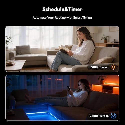 Image of PAUTIX S-COB RGB LED Strip Light,UL-Listed COB LED 24V,Color Changing Strip Lights 20ft /6.1m,Multicolor Flexible Tape Lights with RF Remote for Bedroom,Kitchen,TV Backlight,Game Room,Home DIY Lighting