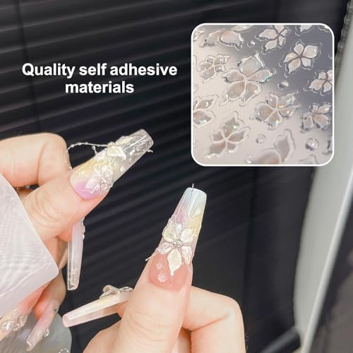 3 Pcs Lily Flowers 5D Embossed Nail Art Stickers | Floral Design Self Adhesive Nail Decals,Manicure DIY Decoration Accessories Supplies for Women Girls,3 Piece Set — view 3