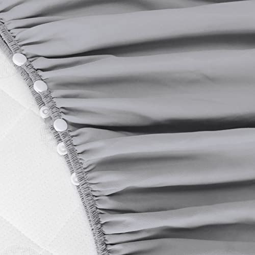 Image of Crib Bed Skirt 14 inch Drop, Fits 28 inchx52 inch Crib, Adjustable, Grey | 4-Sided Design, Adjustable Elastic Straps, Soft Polyester, Fade & Shrink Resistant, Machine Washable, Fits Standard Cribs