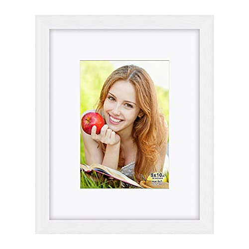 Rr Round Rich Design 8X10 Inch Picture Frames Made Of Solid Wood And Hd Glass Display Photos 5X7 With Mat Or 8X10 Without Mat 6Pk White #TOP2