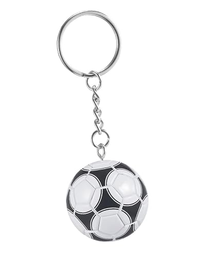 Kckeys Unisex White(B) Soccer Ball Keychain, Backpack Charm Pendant Keychains, Football Key Chains, Party Favors Fan Key Chain