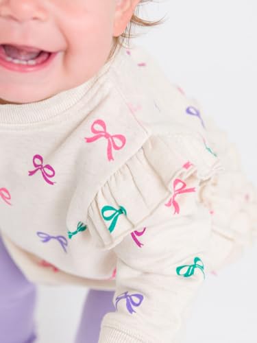 RuffleButts Baby/Toddler Girls Flutter Sleeve Sweatshirt Bubble Romper with Snaps4