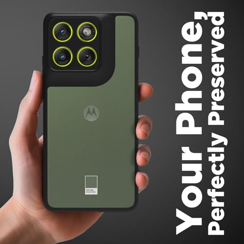 Image of RIGGEAR Shockproof Sleek Hybrid Armor Back Cover Case for Motorola Moto Edge 70 5G (Clear PC + Black TPU Bumper)