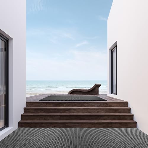 Thyle 100 Pack Drainage Mats Interlocking Rubber Floor Tiles 10" x 10" Non Slip Rubber Floor Tiles Outdoor Pool Deck Mats Modular Interlocking Cushion for Garage Bathroom Patio Flooring Shower by Thyle - Image 6