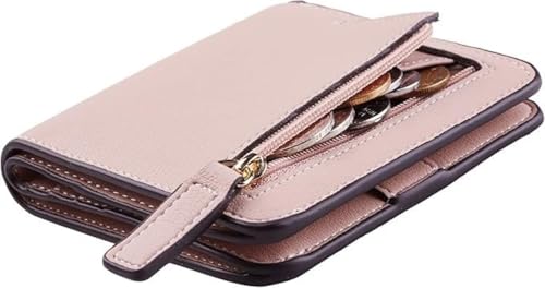 Short wallet PU leather coin purse travel portable texture hand-held small bag multifunctional wallet(pink,16 inches)