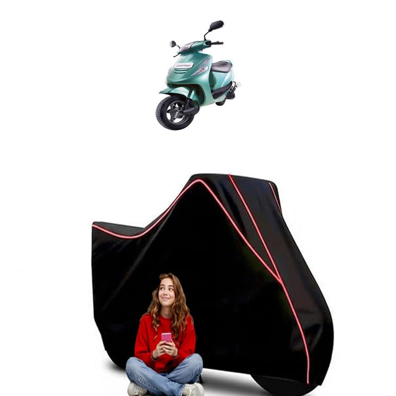 Image of Kine Drum Scooty Bike Cover Water Resistant Outdoor Use Universal Fit Scooters Motorcycles Heavy Duty UV Protection Dust Rain Scratch Resistant Elastic Bottom Black Blue Piping