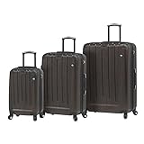 Mia Toro M1028-03pc-brz Italy Diamante Spazzolato Hardside Spinner Luggage 3 Piece Set, Brown, 03PC