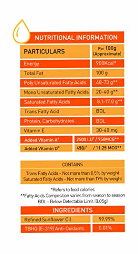 Image of Gems Gold Physically Refined Cold Pressed Sun Flower Oil 5 Litre | High MUFA & PUFA | Good for Heart Health | Safe for Reuse & Reheat | Supports Skin Health and Immunity | Chemical Free | 100% Natural | Fortified with Vitamin A and E