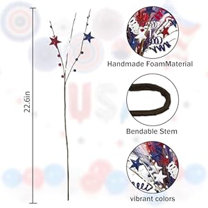   18-Pcs-4th-of-July-Decorations-Patriotic-Faux-Floral-Stems-Branches-Red-White-and-Blue-Berry-Picks-with-Stars-for-Independence-Day-Memorial-Day-Party-Home-Office-Desk-Vase