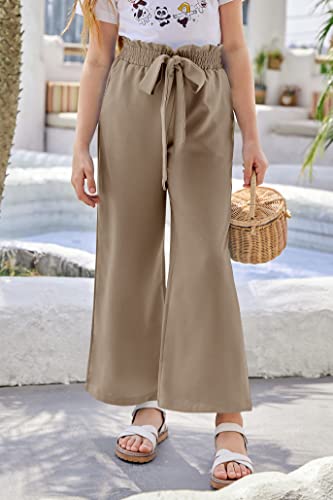 Image of SySea Girls Wide Leg Pants Kids Cute Print High Waisted Loose Fit Comfy Belted Lounge Trousers with Pockets