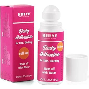 Body Adhesive Roll-On for Skin &amp; Clothing 2.54 Oz-Sweat Resistant, Water Wash Off- Fashion Adhesive for Dancers, Socks, Stockings, Leotards, Bras, Wigs, Costumes