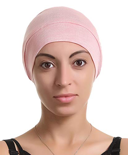 Slap Night Cap Sleep Hat Beanie - Pink Women Organic Bamboo Satin Silk Lined Bonnet Surgical Cap Summer Scarf Hair Cover for Lady Lightweight Light Thin Jersey Chemo, Gifts for Women