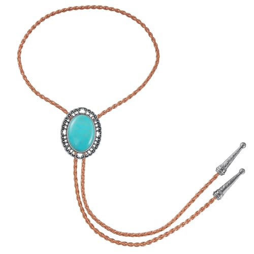 Image of GelConnie Native American Bolo Tie Rodeo Cowboy Leather Necktie Western Necklace Costume Accessories for Men,Women