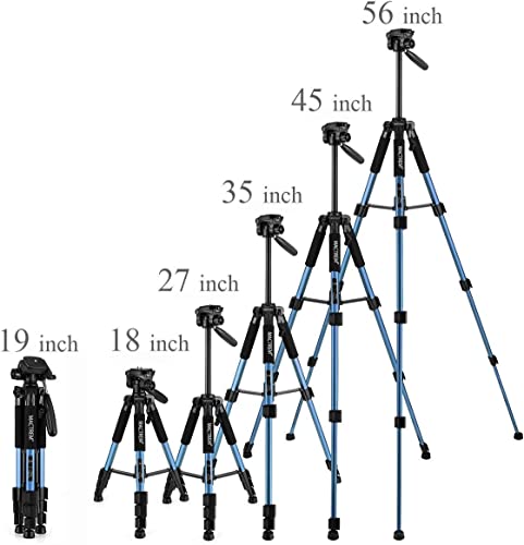 Image of MACTREM M-PT55-Bk PT55 Travel Camera Tripod Lightweight Aluminum for DSLR SLR Canon Nikon Sony Olympus DV with Carry Bag -11 Lbs(5Kg) Load (Blue)