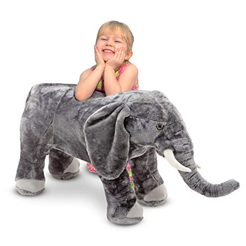 Melissa & Doug Giant Elephant - Lifelike Stuffed Animal (Over 3 feet Long) - Thumbnail 3