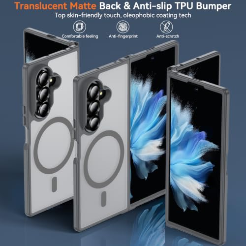Hensinple for Samsung Galaxy Z Fold 8 Ultra Case,Z Fold8 Ultra| Z Fold 7 Case [Compatible with MagSafe] Translucent Matte Military Grade Protection Shockproof Rugged Magnetic Phone Cover(Gray) by Hensinple - Used condition - Image 4