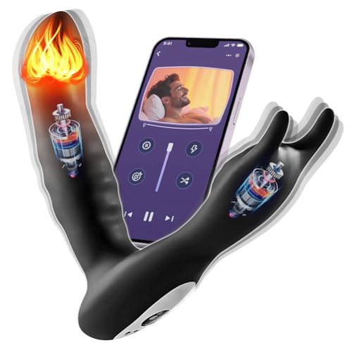 Roluck Plug Anal avec Fonction Chauffante, Vibrateur Anal Silicone avec Télécommande App, 9 Modes de Vibration, Massager Prostatique Stimulation pour Homme, Femme et Couples