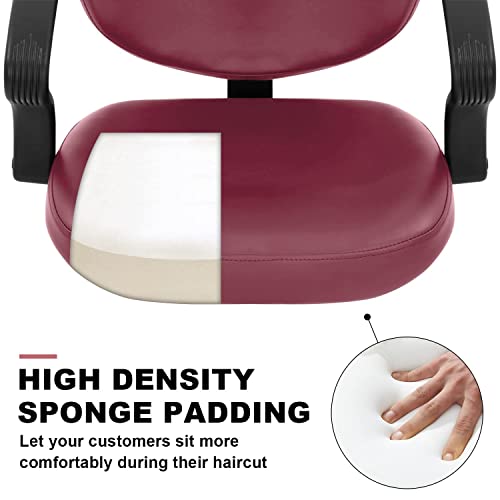 Salon Chair For Hair Stylist, Barber Chair With Heavy Duty Metal Base Hydraulic Pump Hair Chair, Tattoo Artist Chair Shampoo Chair Beauty Chair Salon Equipment For Women Men, Burgundy #TOP5
