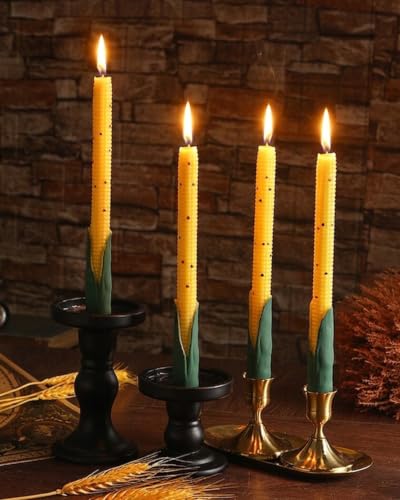 LPUSA Fall Corn Taper Candles Autumn Table Centerpieces Harvest Candlesticks for Holidays,Christmas,Fall Harvest Thanksgiving Dinners Parties,10 Inch,4pcs