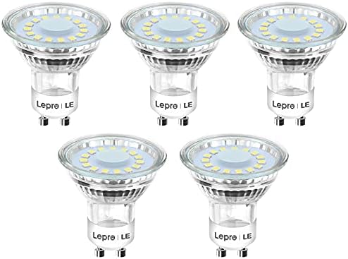 Lepro GU10 LED Bulbs Cool White 5000K, 50W Halogen Spotlight Equivalent, 4W 350lm Energy Saving GU10 LED Light Bulbs, 120° Wide Beam, Non-dimmable, Pack of 5