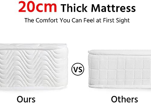 Yaheetech Double Mattress 4ft6 Pocket Sprung and Memory Foam MattressMedium FirmWhite 135x190x20cm