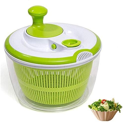 JmeGe Salad Spinner Dryer Quick Design BPA Free Dry Off & Drain Lettuce and Vegetable-4.5 Quart Large Capacity & Dishwasher Safe(Green)