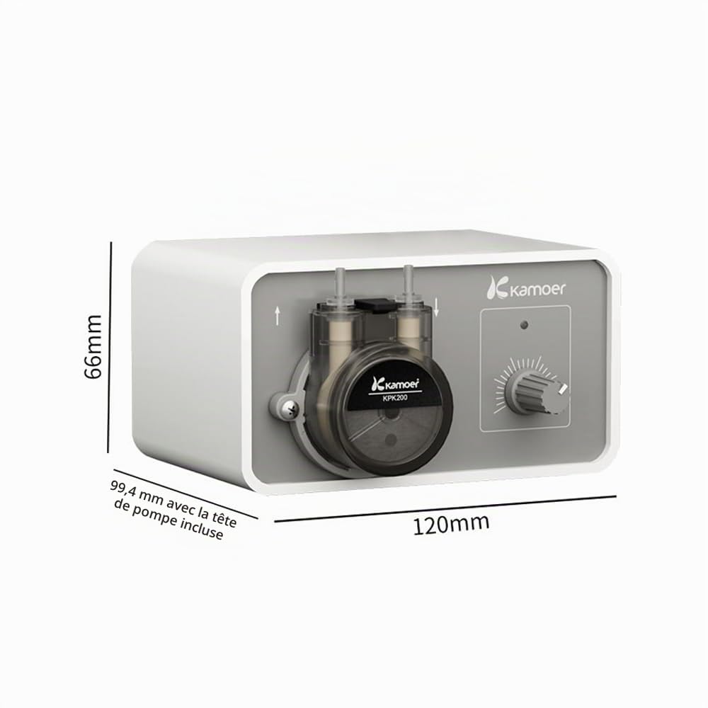 Kamoer M1-KPK200 petite pompe péristaltique 12V à faible débit 25-150ml/min | pompe doseuse de liquide à vitesse réglable pour laboratoire usine maison avec adaptateur secteur