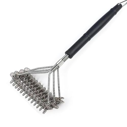 LHLXZQ Grillbürste Reinigungsbürste für Grillrost mit 3-reihiger Borstenkopf 360 Reinigung Beseitigt Hartnäckige Verschmutzungen für Holzkohlegrill Kugelgrill Elektrogrill und Gasgrills