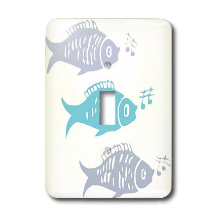 Interruptor individual de palanca 3dRose lsp_38191_1 con estampado de peces grises 3