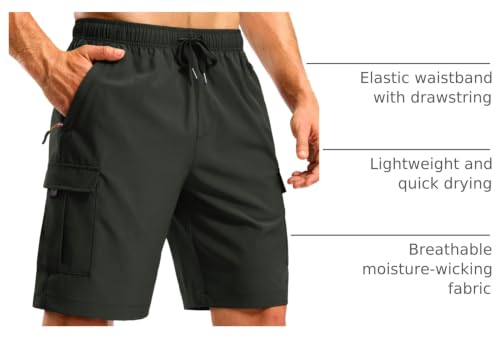 Image of Pudolla Men's Hiking Cargo Shorts with 5 Pockets Lightweight Casual Shorts