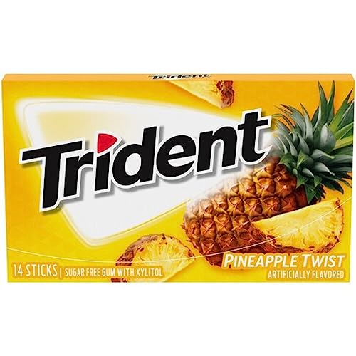 Image of Trident Pineapple Twist Sugar Free Gum with Xylitol 14 Sticks, 0.94 oz ℮ 26.6 g