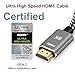 10K 8K HDMI 2.1 Cable 10 ft / 3M Certified, 48Gbps Ultra High Speed, 8K 60Hz, 4K 120Hz 240Hz 165Hz 144Hz, HDR10+, eARC, HDCP2.3, Braided HDMI Cord for Netflix Roku TV PC Monitor Projector PS5 Xbox
