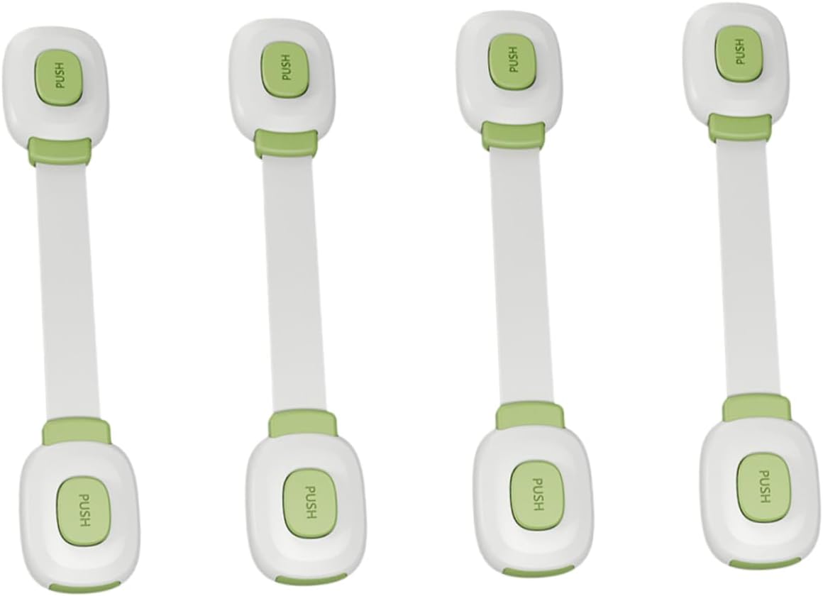 Yardwe 4Pcs Safety Strap Locks Adhesive Backing Childproof Latches for Cabinets and Appliances Easy One Hand Installation No Tools Required From Access