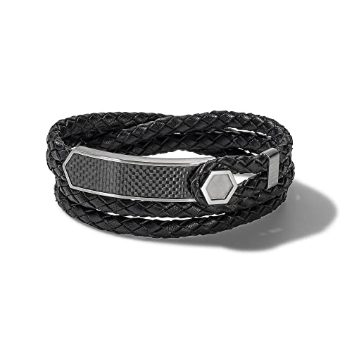 Bulova Jewelry Men's Precisionist Double Wrap Braided Leather Strap Bracelet