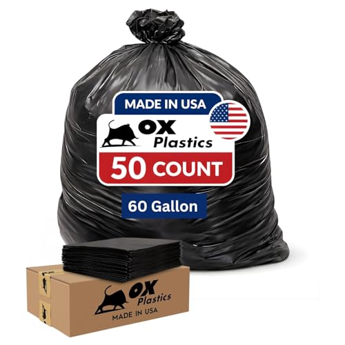 Trash Can Liners Bags, 60 gal, 3mil, extra heavy duty