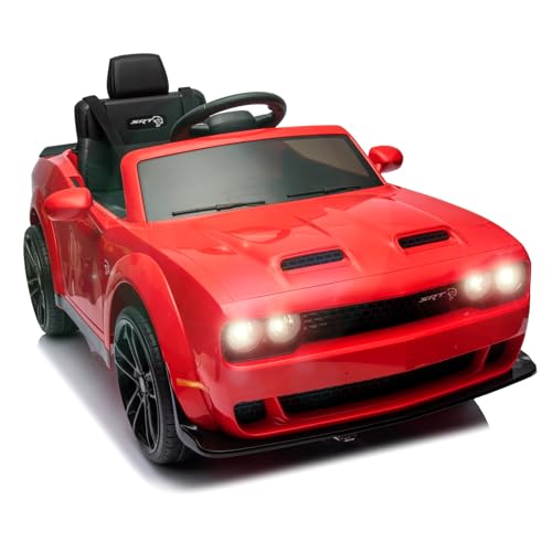 Garvee Licensed Dodge Challenger Kids Electric Car 12V Ride On Car Battery Powered Electric Vehicles with Remote Control, LED Lights, Bluetooth, MP3 for Boys Girls