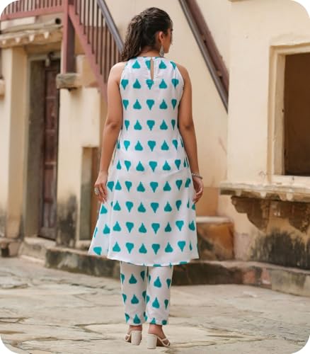 Greciilooks Women Rayon A-Line Regular Fit Kurta Set (Green, Large)