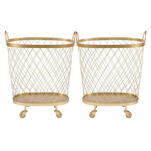 Panier à linge doré à roulettes lot de 2 pour trier facilement