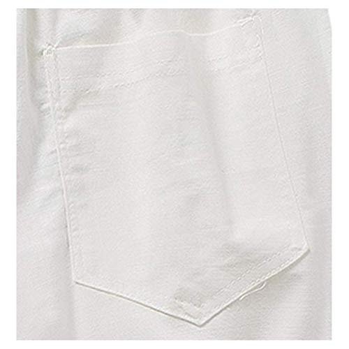 Sir7 Men's Linen Casual Lightweight Drawstrintg Elastic Waist Summer Beach Pants White S #TOP4