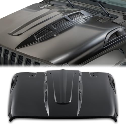 CALLIERT Heat Dispersion Hood Compatible with Jeep Wrangler JL 2018-2025 & 2020-2025 Jeep Gladiator JT Steel Hood with Air Vents (Not Fit Mojave and 392 Models), Unpainted