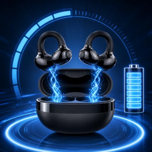 Image of ClipPro J18 Wireless Bluetooth Earbuds with Ear Hooks, 40 Hours Total Playtime, ENC Noise Reduction, HD Mic, Touch Control, Type-C Fast Charging, IPX5 Sweat Resistant Earphones (Black)