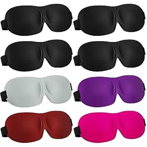 8 Pcs Sleep Eye Mask 3D Contoured Eye Mask Blackout Eye Covers for Sleeping with Adjustable Strap Block Out Light Night Blindfolds Soft Comfy Eye Shade for Women Men (Classic Colors,Medium)