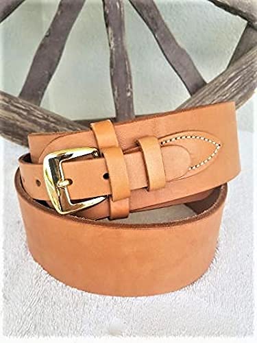 Western Natural Color Genuine Leather - Solid Plain Gun Belt (Natural Color, 36")2