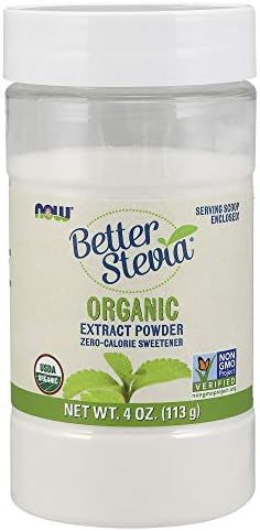 NOW Foods, Certified Organic Better Stevia, Extract Powder, Zero-Calorie Sweetener, Certified Non-GMO, 4-Ounce